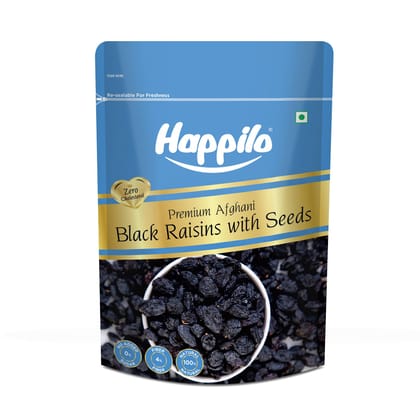 Happilo Premium Black Raisins with seed 250g - Pack of 25