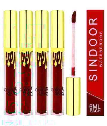 Color Diva Waterproof & Long Lasting Red Sindoor Liquid Pack of 4 6 g