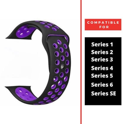 Black Purple Dotted Silicone Strap For Apple Watch Series 4  (38mm/40mm/41mm)