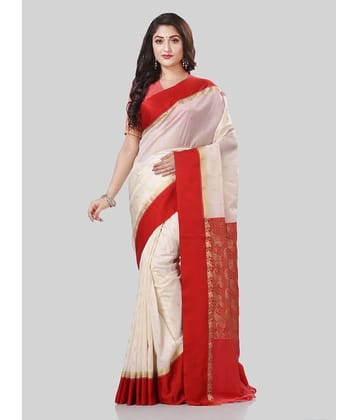 Desh Bidesh Silk Embellished Saree With Unstitched Blouse Piece ( Red )