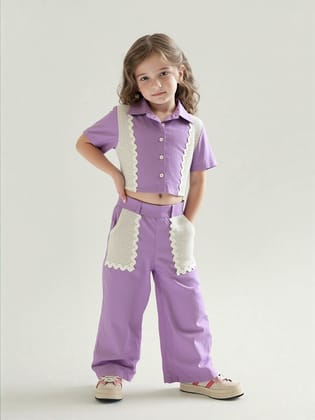 Girls Imported Onion Embroidered Co-Ord Set [GCS-7414] (4-12Years)-4-5Y (Size - 24) / Imported / Onion