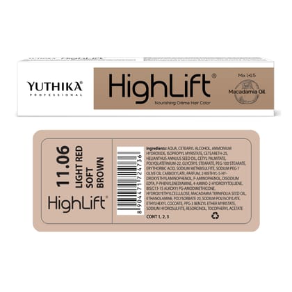 Yuthika Professional High Lift Creme Hair Colour 11.06 Light Red Soft Brown 50g, Permanent Hair Color for Women & Men