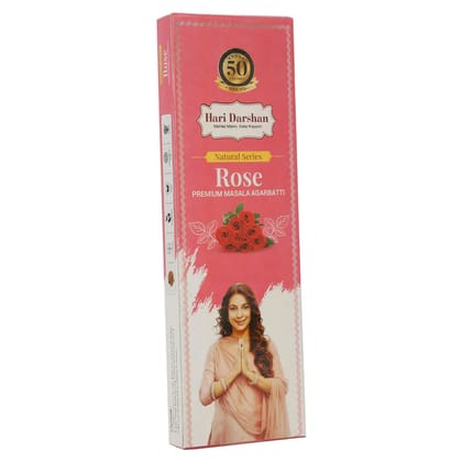 Hari Darshan ROSE - Premium Masala Agarbatti - Hand Rolled Natural Series Incense sticks 60gm