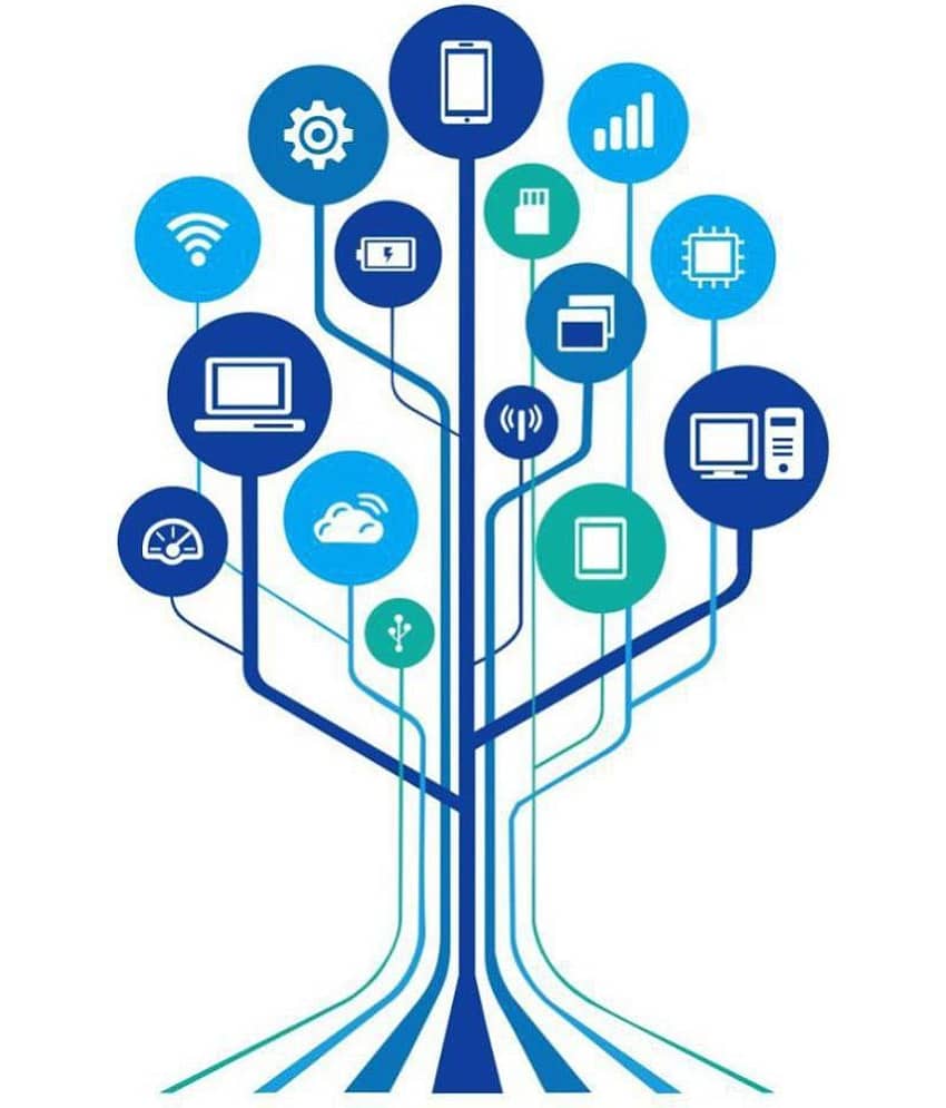 Asmi Collection Technology Tree Wall Sticker for Office Sticker ( 90 x 60 cms )