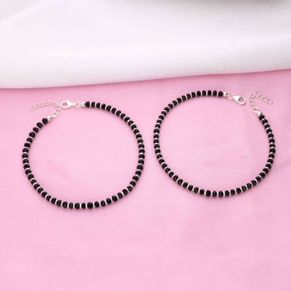 Twinning in Black & Silver Nazaria Anklet-None / Silver