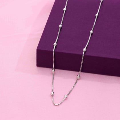 Shimmering Beads Silver Chain Necklace-None / Silver