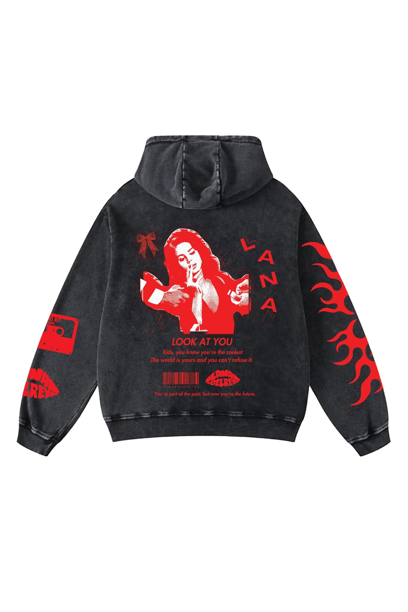 Lana Del Rey Designed Oversized Hoodie-S / Vintage Black