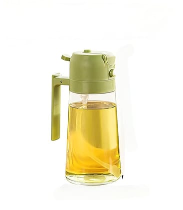 Glass Oil Dispenser Bottle with Handle, Green, Multifunctional Oiler for Olive Oil, Soy Sauce, Vinegar