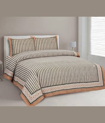 CLOTHORO Cotton 1 Double King Bedsheet with 2 Pillow Covers ( Multicolor )