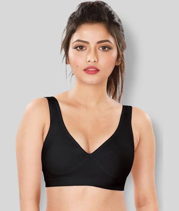 Dermawear - Black Poly Cotton Lightly Padded Women's Sports Bra ( Pack of 1 )