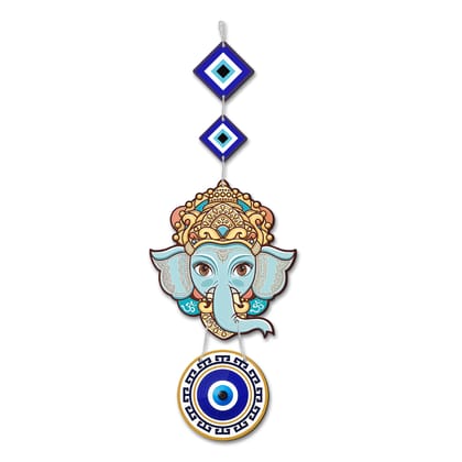 Lord Ganesha Evil Eye Wall Hanging for Home Dcor Vastu Decorative Nazar Protection Good Luck Charm 18 x 6.5 inch