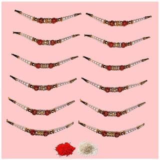 (Pack of 12) CHARKEE Fancy 12 Bhaiya Bhabhi Rakhi (Multicolour)