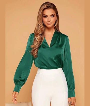 kotty Women's Satin Regular Top ( Green )