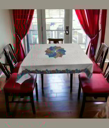 mopak decor Embroidered Polyester 6 Seater Rectangle Table Cover ( 137 x 91 ) cm Pack of 1 Multicolor