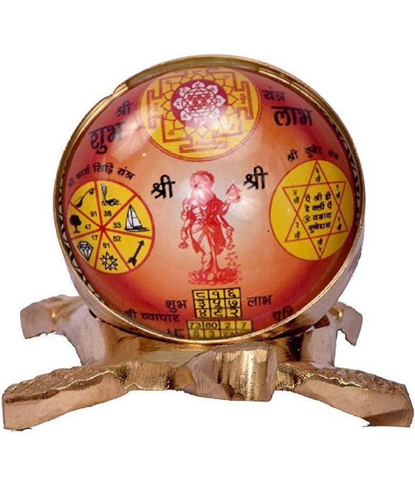 Rudra Divine Brass Golden Metal Vaastu / Fengshui Kachuaa / Tortoise / Turtle for Good Luck with Inbuilt Shriyantra, Shri Kuberyantra, Shri Sarv Karya Siddhi Yantra, and Shri Vyapar Vridhi Yantra with Goddess Lakshmi /Home / Office Size 8.5 x 6 cm |