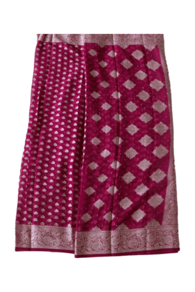 Pink Banarasi Silk Saree with Silver Zari