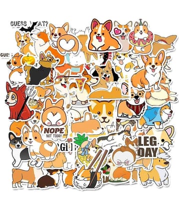 iDream Waterproof PVC Animals Corgi Dog Graffiti Vinyl Stickers DIY for Toys, Mobile, Skateboard, Suitcase, Bicycle, Water Bottle etc. (Set of 50)