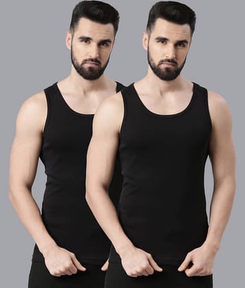 Force NXT Pack of 2 Cotton Sleeveless vest For Men ( Black )