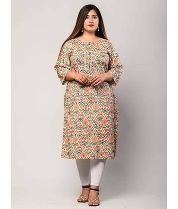 Swasti - Beige Cotton Women's Straight Kurti ( Pack of 1 )