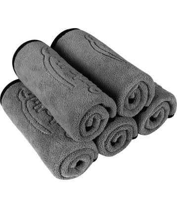 Auto Hub Grey 600 GSM Drying Towel For Automobile ( Pack of 5 )