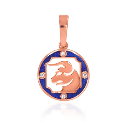 Senco Gold Taurus Celestial Bond Diamond Pendant (0.8 gram / 0.016 Ct / HI-SI / 14K Rose Gold)