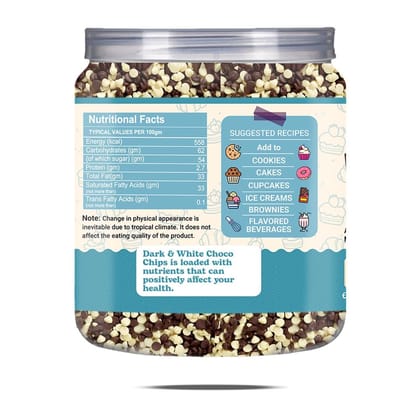 Brew Lab Chocolate Choco Chips - Topping And Decoration Candy For Ice Cream, Desserts And Baked Items Chocolate Mini Choco-Chips (Dark & White Choco)