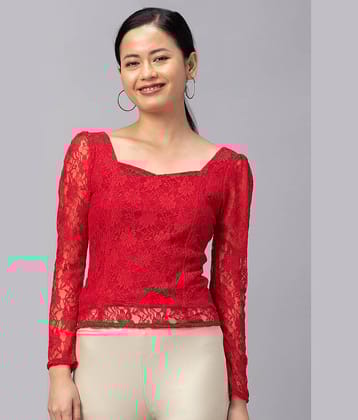 Globus - Red Net Women's Regular Top ( Pack of 1 )
