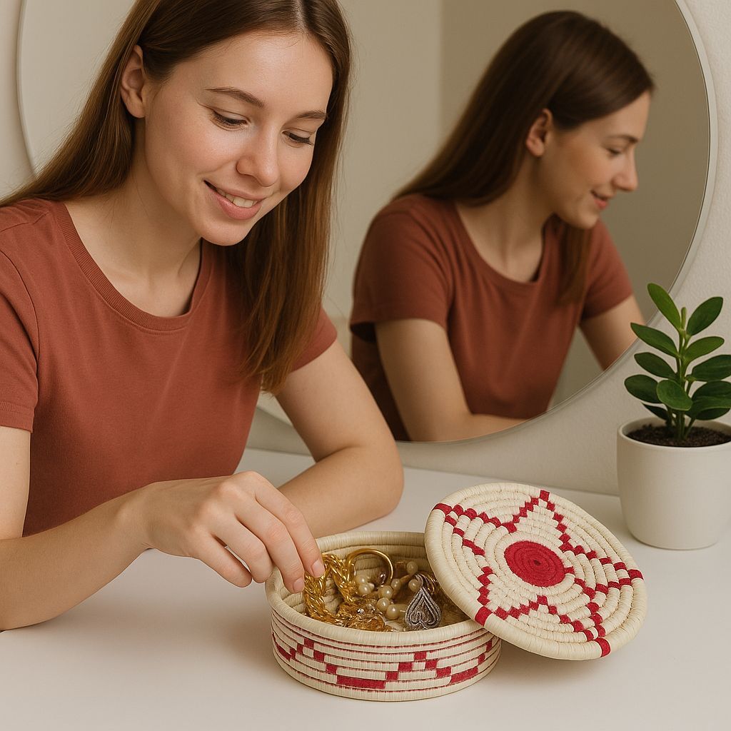 Rustic Star Charm – Handwoven Jewellery Box