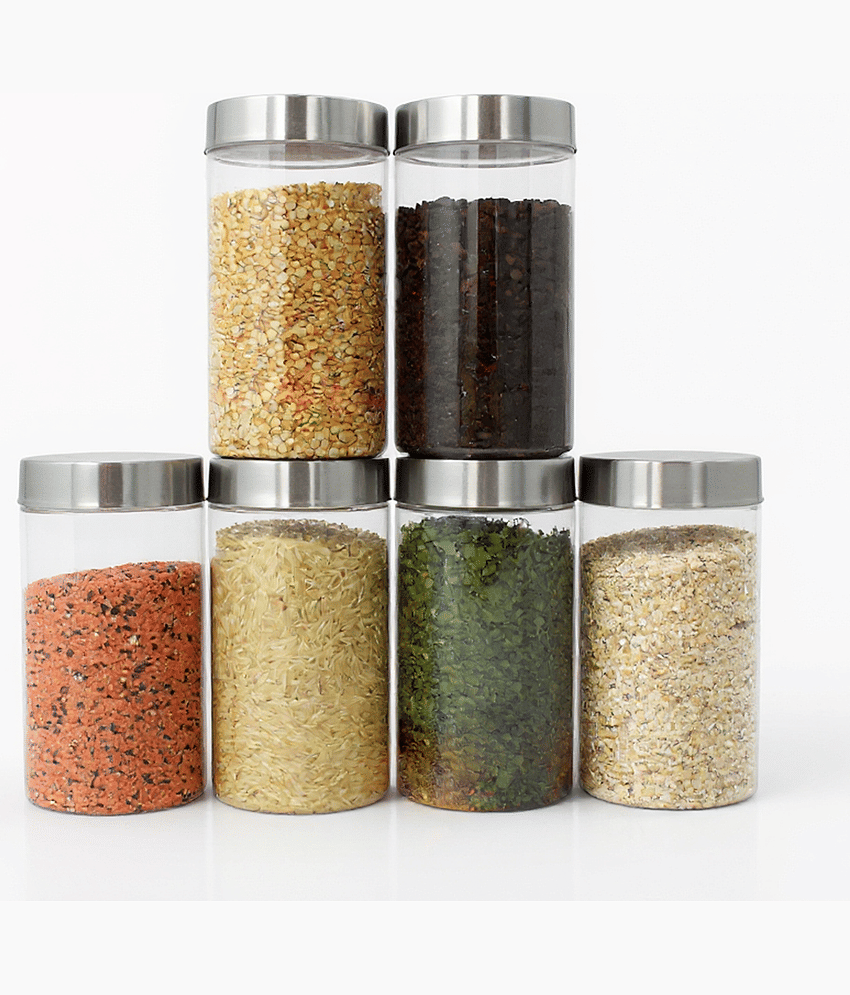 PearlPet PlusJar-6Pcs-1700ml Plastic Transparent Multi-Purpose Container ( Set of 6 )