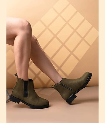 Fashion Victim Green Women's Ankle Length Boots