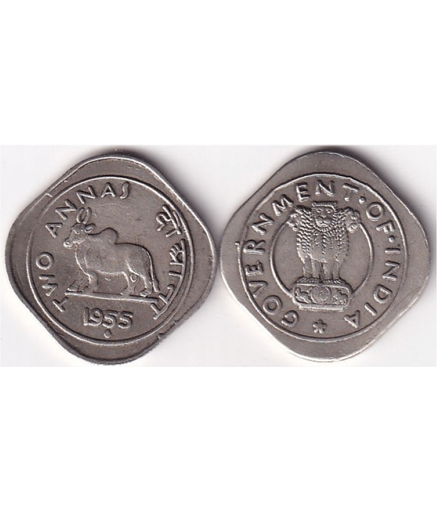 2 Annas (1955) BULL�� India Old and Rare Coin 1 Numismatic Coins