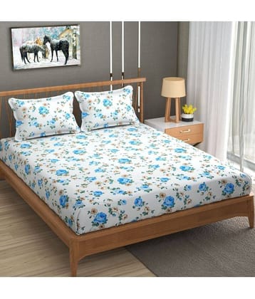 Homefab India Microfiber Double Bedsheet ( Blue )