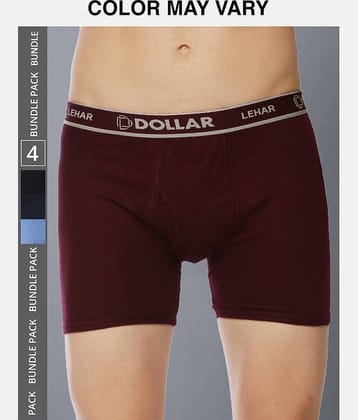 Dollar Lehar Mens Combed Cotton Trunk - Pack of 4 - (Colour May Vary)