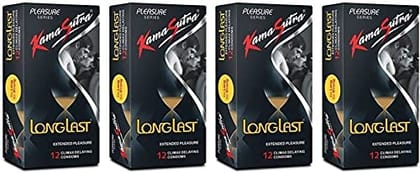Kamasutra LongLast Climax Delaying Condoms 12S Pack of 4 Condom (Set of 4, 48S)