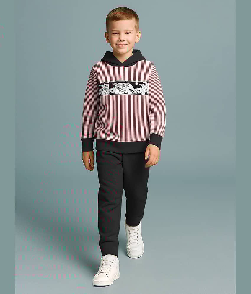 HELLCAT Pack of 1 Boys Cotton Blend Sweatshirt & Trackpant Set ( Red )