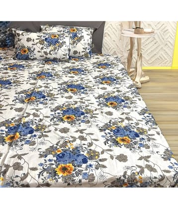 Finesse Decor Poly Cotton 1 Double Bedsheet with 2 Pillow Covers ( White )