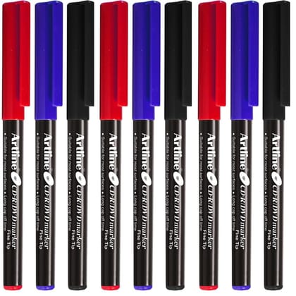 Artline CDR/DVD Marker Black Pack of 10 X 2 Packs, Blue Pack of 10 X 2 Packs, Red Pack of 10 X 1 Packs (50 DVD's Markers) | On Multiple Surface: Metal, Plastic/OHP, Glass/Porcelain & Carton