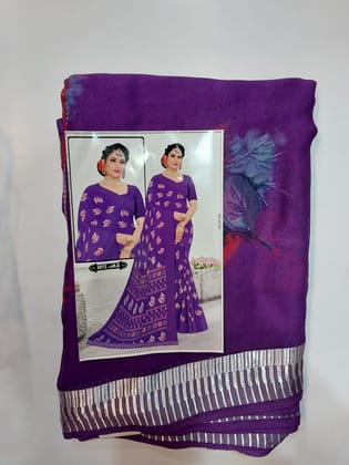 Crape Geogette Saree( 6.3 mts Length including blouse)