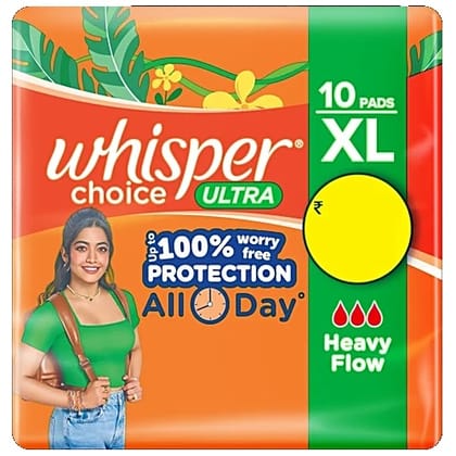 Whisper Choice Ultra Sanitary Pads With Wings - XL, 10 pcs