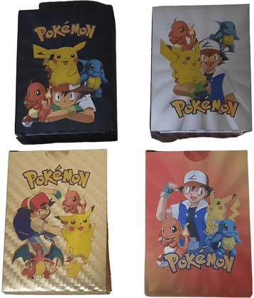 POKEMON 220 Pcs Playing Cards 55 Gold, 55 Silver, 55 Black & 55 Rainbow Cards All Rare Series Set of 220 Cards TCG Deck Box Vstar V Series EX Vmax GX Rare (Gold+Black+Silver+Rainbow)