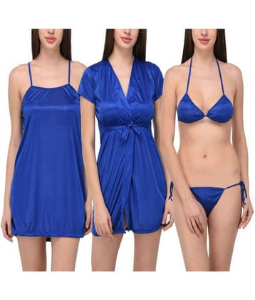 You Forever Satin Nighty & Night Gowns - Blue