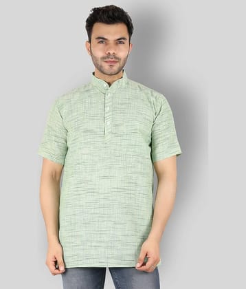 Latest Chikan - Green Cotton Blend Men's Shirt Style Kurta ( Pack of 1 )