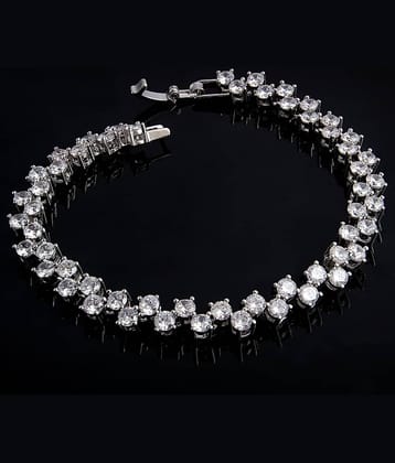 ZIVOM® Italian Glossy Silver Rhodium Aaa Grade Cz American Diamond Bracelet Girls Women