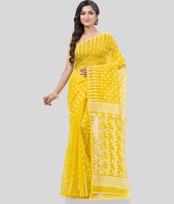 Desh Bidesh Cotton Self Design Saree Without Blouse Piece ( Yellow )