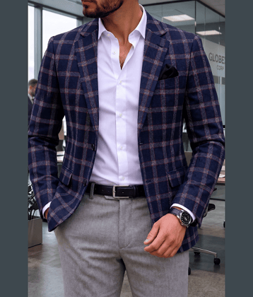 KUNDAN SULZ GWALIOR Navy Blue Woollen Men's Unstitched Blazer Piece ( Pack of 1 )