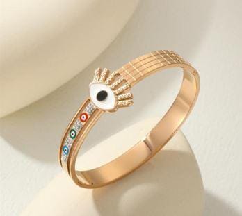 Stainless Steel Gold/Rosegold Plated Lashes Evil Eye Kada- S