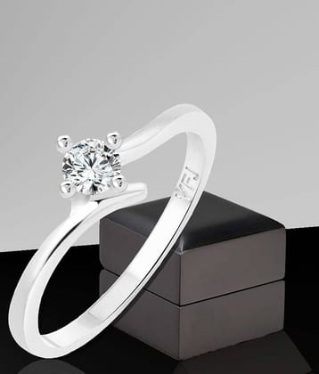 Vighnaharta Youth Solitaire CZ Rhodium Plated Alloy Ring for Women and Girls - [VFJ1249FRR9]