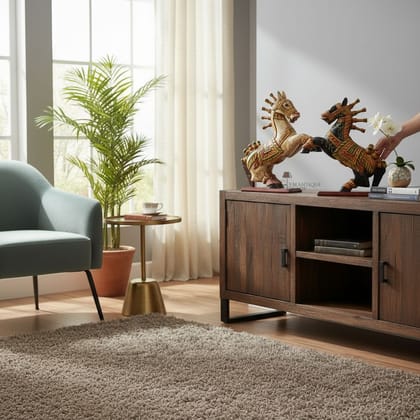 Wooden Showpiece Horse-Statue, Table Decoration Horse-Statue, Running Horse-Statue For Home