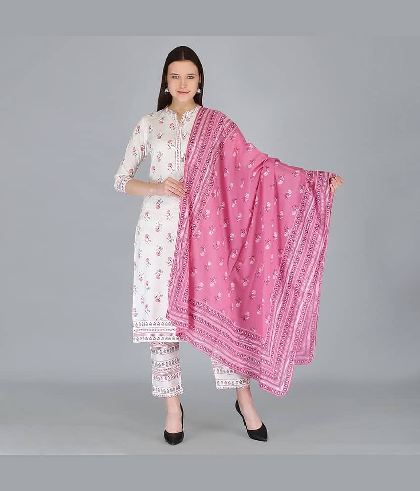 MAUKA - Pink Rayon Women's Straight Kurti ( Pack of 1 )