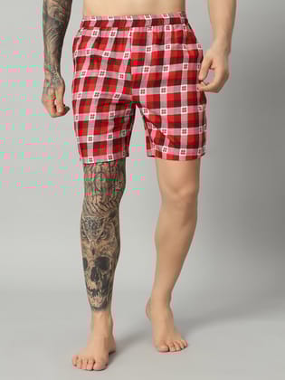 OWO THE LABEL Men’s Organic Cotton Boxer Shorts – Fresh Comfort with a Checked Print-S